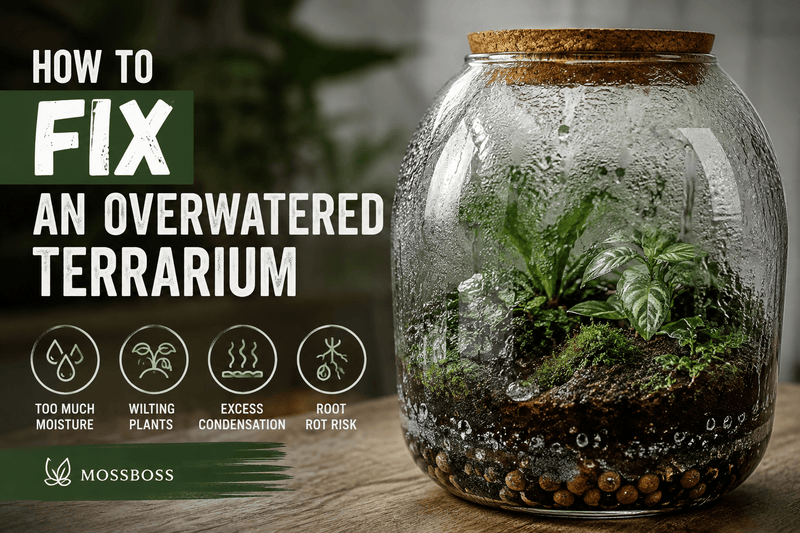 Too much water can disturb the balance of a terrarium. Learn how to recognize the signs and restore the system.