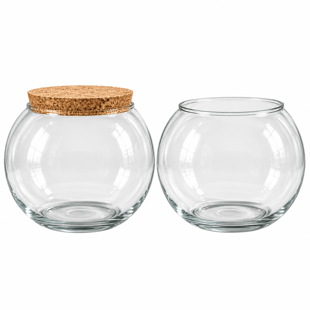 Round Glass Terrarium Container with Cork Stopper