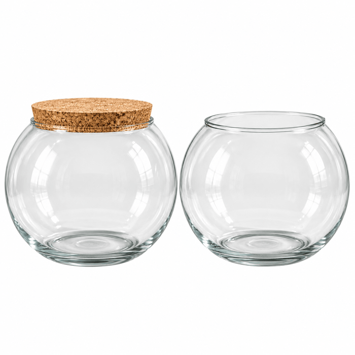Round Glass Terrarium Container with Cork Stopper