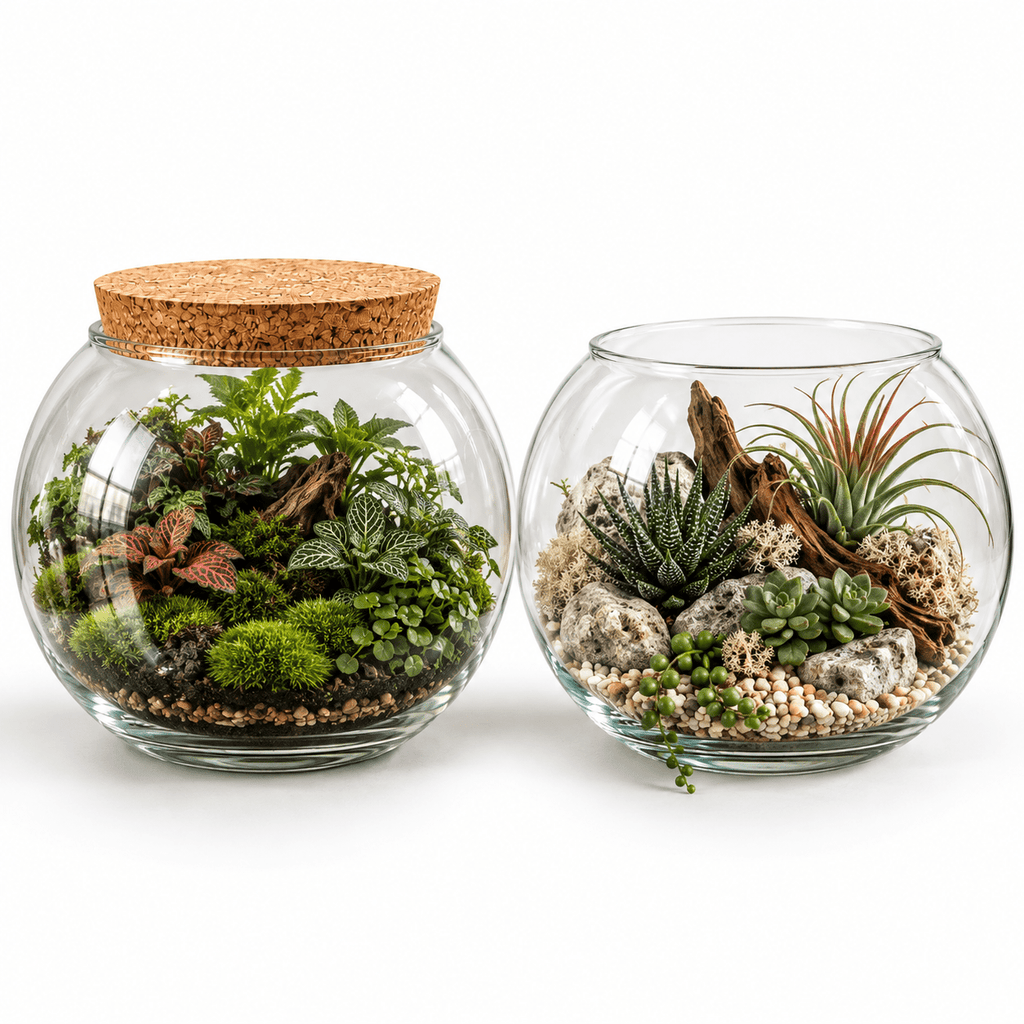 Round Glass Terrarium Container with Cork Stopper
