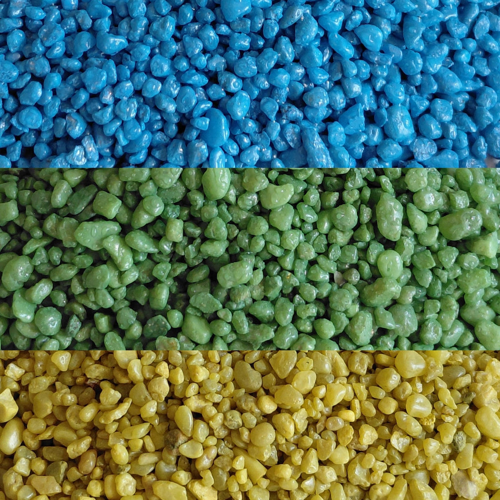 Decorative gravel for terrariums in yellow, 2–4 mm grain size