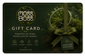 Moss Boss gift card with a decorative glass container and green ribbon on a dark background.