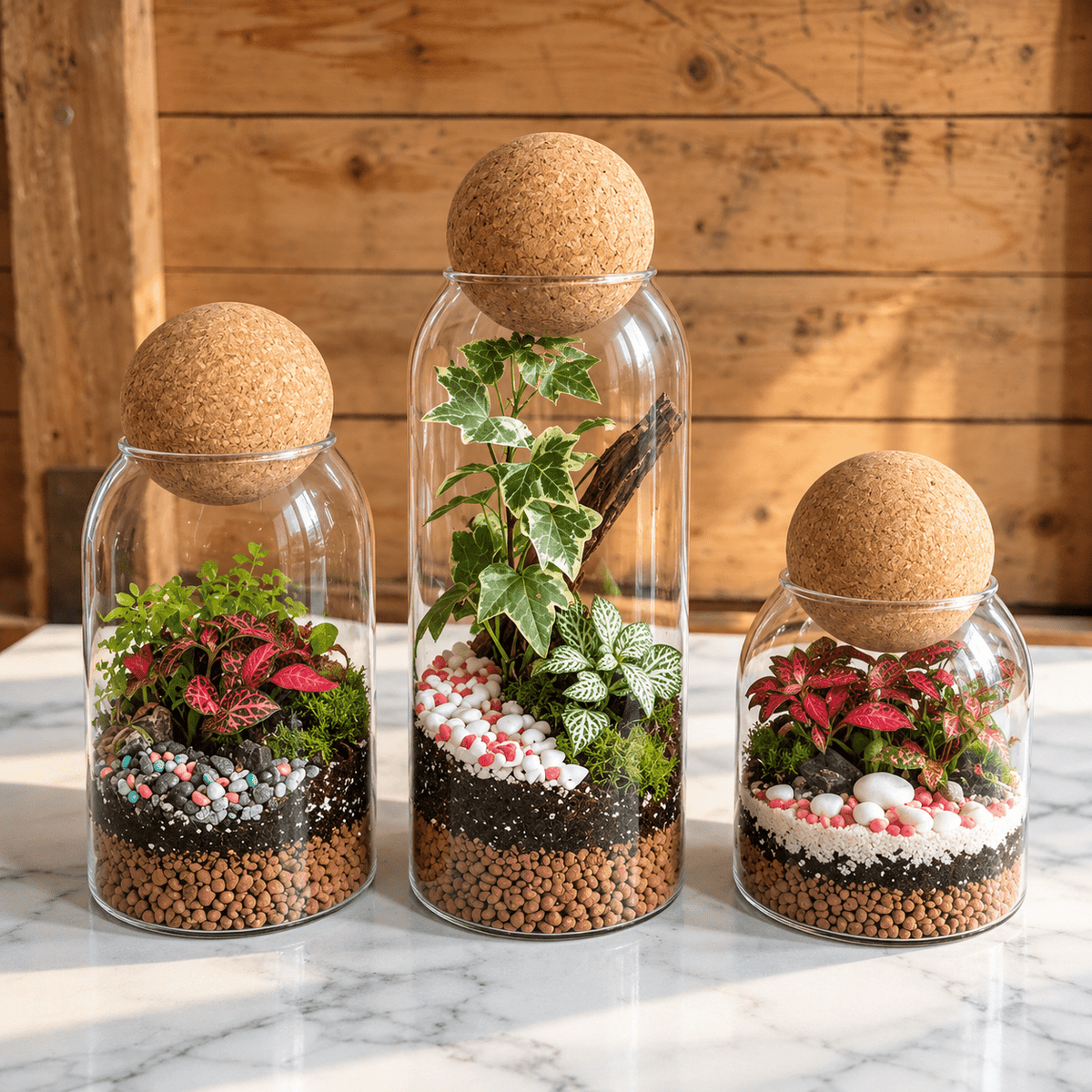 Glass Terrarium Containers with Cork Stoppers – 3 Sizes