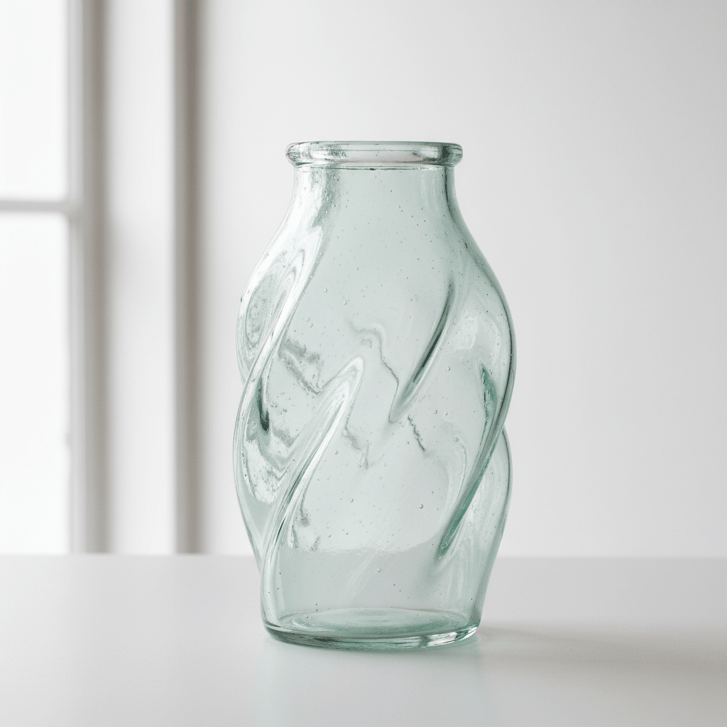 A one-of-a-kind glass container selected for unique shape, character, or age.