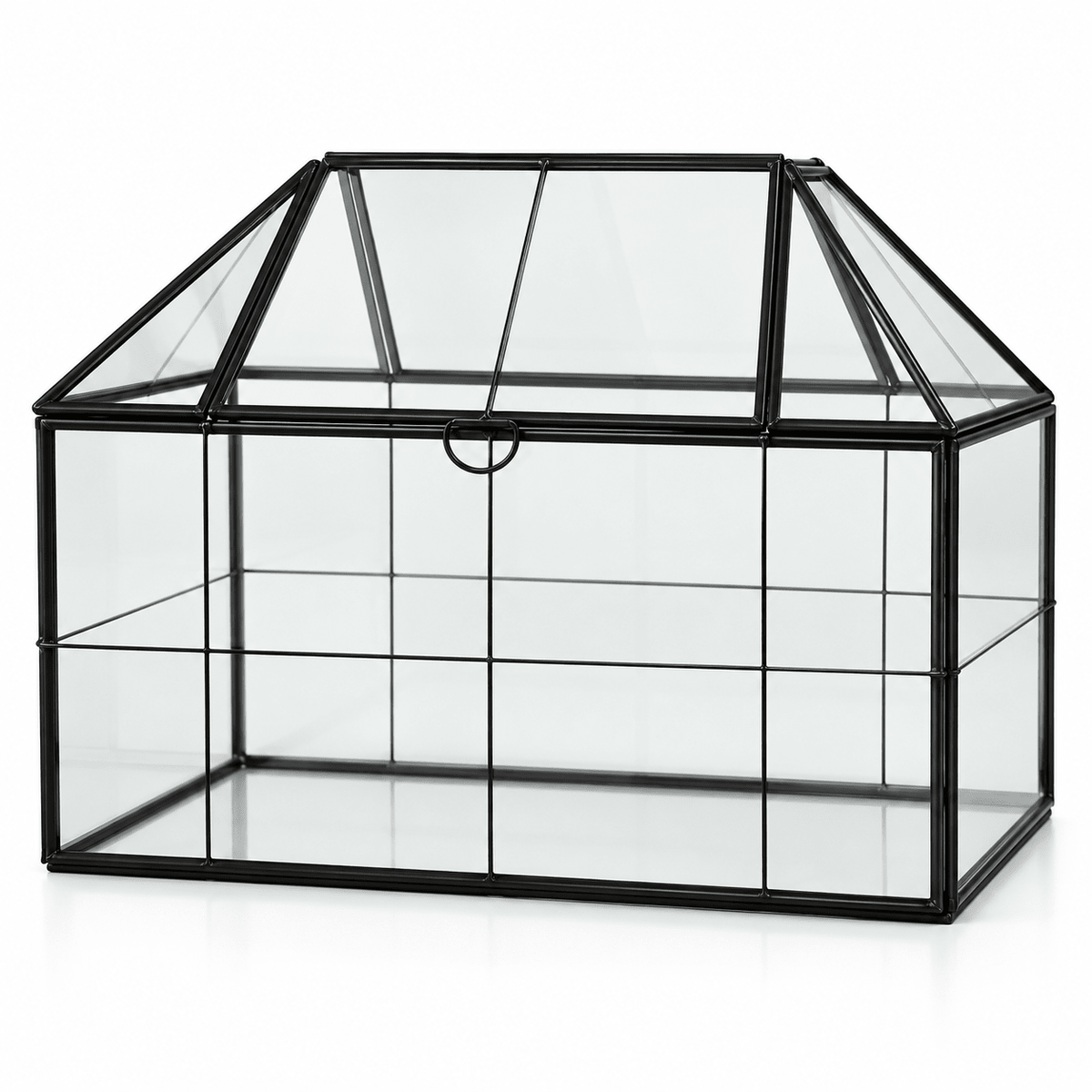Greenhouse-style glass terrarium, 15 × 23.5 × 20 cm