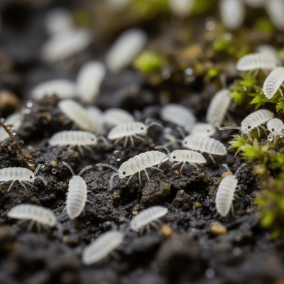 Close up of Springtails (Terrarium Cleanup Crew)