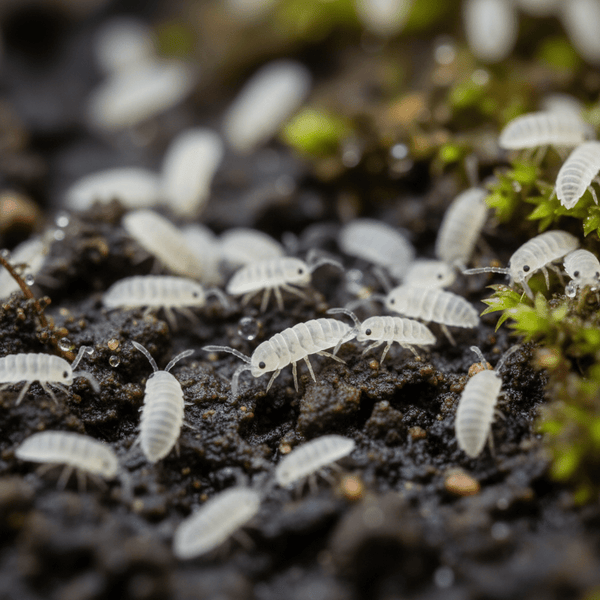 Close up of Springtails (Terrarium Cleanup Crew)
