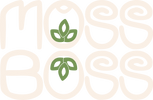 Logo with green leaves and 'Moss & Co.' text on a beige background