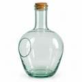 Green-tinted glass terrarium vase with cork stopper and circular side opening, 30 cm high × Ø20 cm diameter