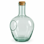 Green-tinted glass terrarium vase with cork stopper and circular side opening, 30 cm high × Ø20 cm diameter