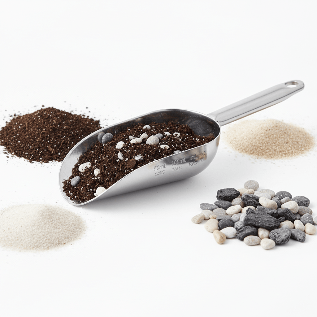 Measuring scoop for precise portioning of substrates and materials in terrarium and plant setups. Designed for balanced builds.