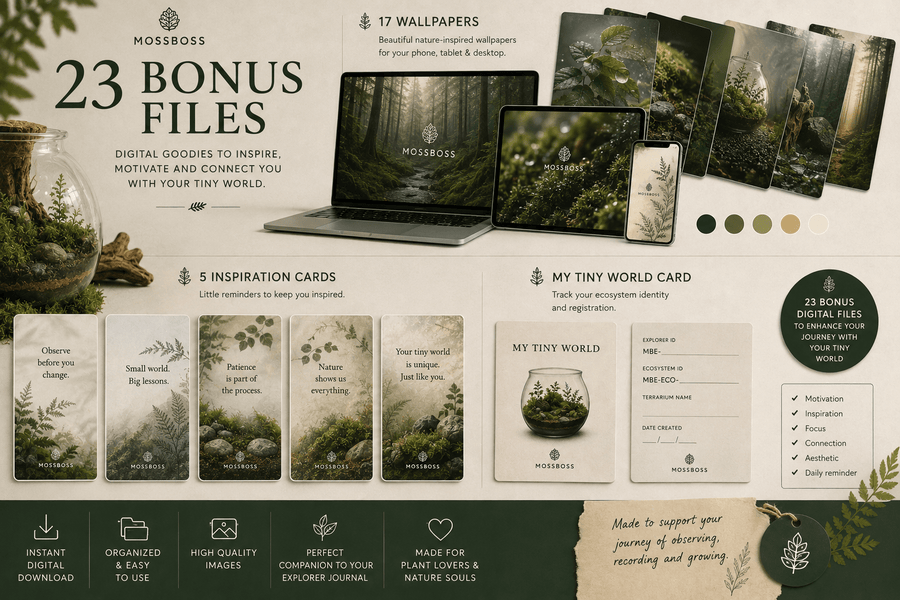 23 digital bonus files included with MossBoss Explorer Journal