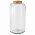 Empty clear glass terrarium jar with natural cork lid, 39 × 19 cm
