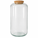 Empty clear glass terrarium jar with natural cork lid, 39 × 19 cm