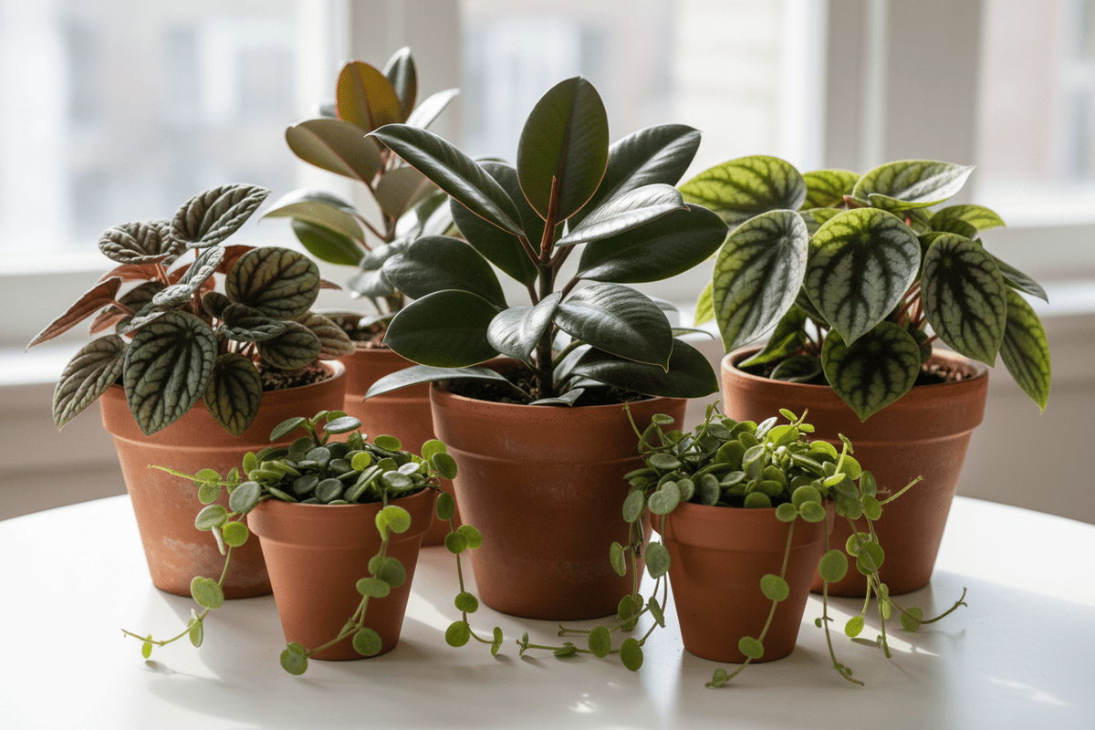 Peperomia different variates 
