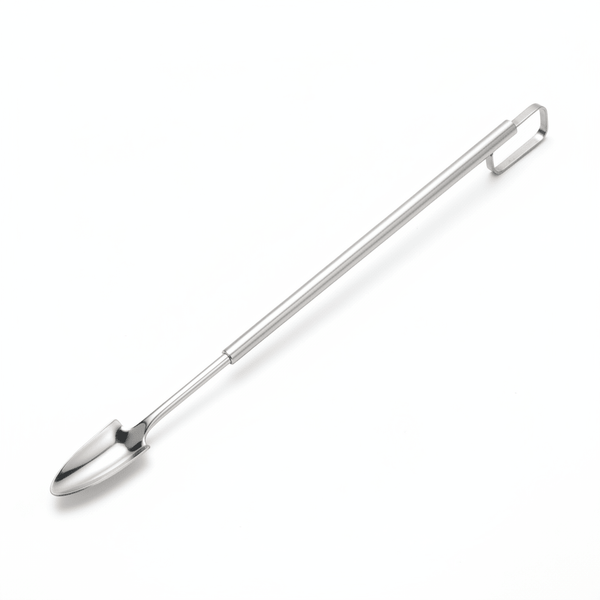 Planting spoon for controlled soil placement and layering in terrariums and plant containers. Designed for careful, precise work.