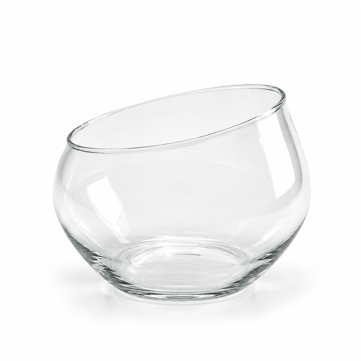 Slanted-rim glass terrarium bowl, 15 cm high × Ø16 cm diameter, on a white background